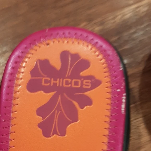 Chico's Red and Pink Mules Vibrant Summer Slip-Ons - Picture 3 of 8